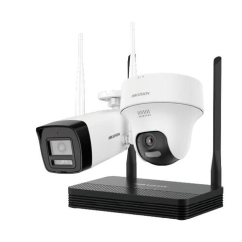 Kit de Cámaras IP WiFi HikVision 1 Cámara Bullet 4MP + 1 Cámara Domo 4MP, 1 Grabador WiFi, Disco 512GB, Incluye Fuente y Cable RJ45 --- NKS424W02H