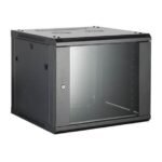 Gabinete rack de pared 600mm*450mm*6U, puerta de cristal templado, cerradura redonda pequeña, Marca IFlux — FD-WM-H-6W6D4