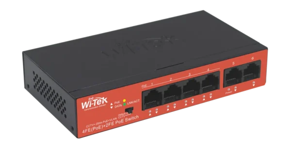 Switch PoE Wi-Tek, 4FE+2FE, CCTV+WatchDog, 40Watts de potencia, PoE extendido hasta 250M --- WI-PS205H-V2