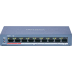 Switch PoE+ marca HikVision, No Administrable, 8Puertos 10/100 Mbps PoE+, 1Puerto 100 Mbps Uplink, PoE extendido hasta 250m, 60Watts. --- DS3E0109PE/M