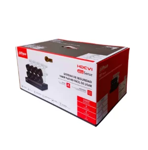 Kit de cámaras análogas Dahua (8 cámaras 2MP - B1A21), grabador XVR1B08-I, 8 cables BNC 18metros, disco duro y fuente de poder --- KIT1B08B1A21 (EN CAJA)