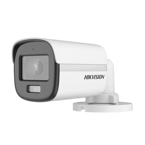Cámara análoga HikVision Bullet 2MP, ColorVu, luz blanca, micrófono integrado, IP67 para exteriores --- DS-2CE12DF0T-LFS