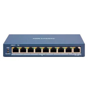 Switch PoE marca HikVision, Administrable, 8Puertos PoE de 10/100Mbps + 1Puerto de 10/100/1000Mbps, PoE Watchdog, soporta VLANs --- DS3E1309PEI/M