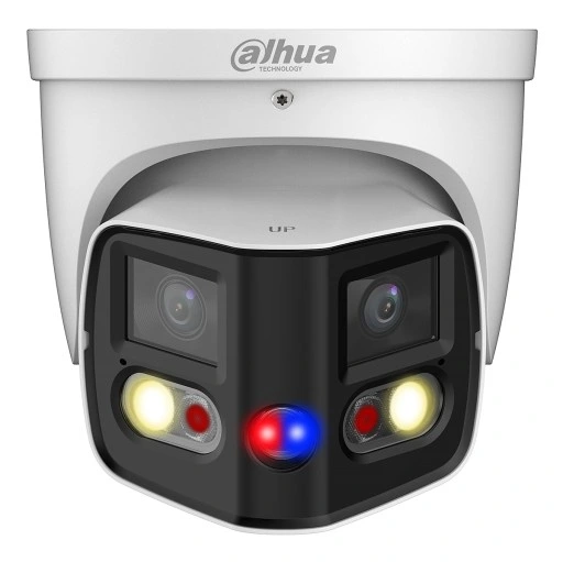 Cámara IP Dahua TIOC Duo 180 grados Domo 8MP, IAs de Intrusión, Disuasión Activa, SMD 4.0, audio bidireccional, IP67 — IPC-PDW3849-A180-AS-PV