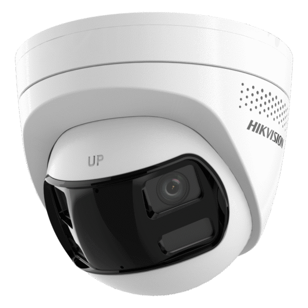 Cámara IP HikVision Domo 6MP, con doble lente angular 180 grados, sirenas de alarma/audio y luz estrobo, WDR, audio bidireccional, PoE, IP67 --- DS-2CD1363G2P-LIUFSL