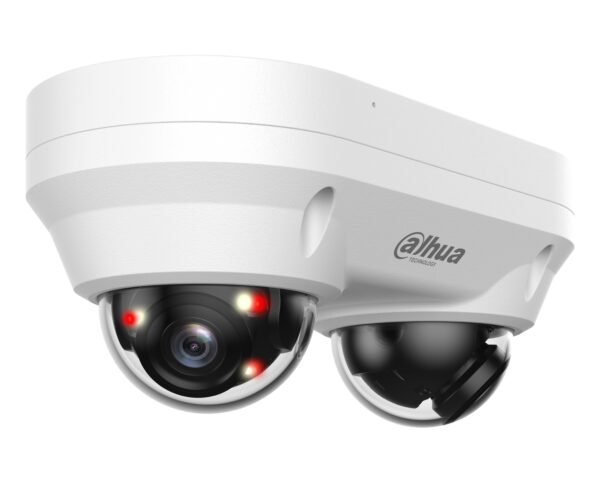 Cámara IP Dahua Domo 2X4MP, Smart Dual light, SMD Plus, Protección perimetral, PoE, entrada y salida de alarma, micrófono integrado, WDR, protección IK10 antivandálica e IP67 para exteriores --- IPC-HDBW2449F-AS-E2-IL