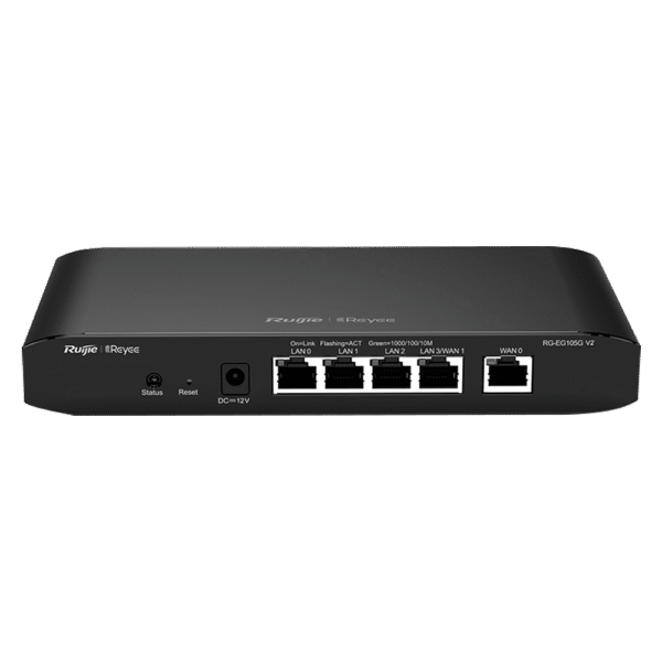 Router Ruijie-Reyee, con portal cautivo, administración en la nube, multi-WAN para balanceo de cargas, 5Puertos 10/100/1000 (No PoE) --- RG-EG105G-V2