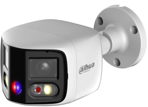 Cámara IP TIOC Duo 180 grados Bullet 8MP, Monitoreo-Intrusión&Detección inteligente, Audio&Mic, IP67 exteriores, luz estrobo, doble ilum, soporta sirena --- IPC-PFW3849S-A180-AS-PV